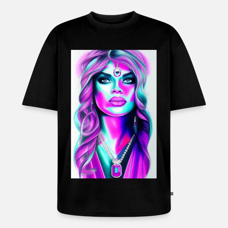 Frau mit Schmuck - Unisex Premium Oversized Bio T-Shirt - Schwarz