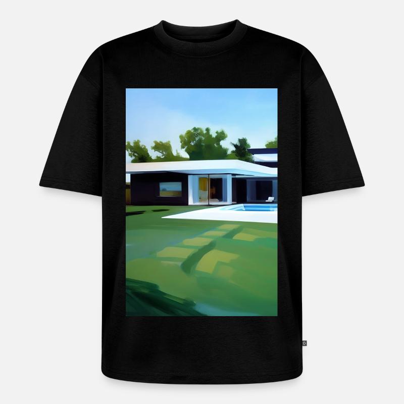 Weiße Villa mit Pool - Unisex Premium Oversized Bio T-Shirt - Schwarz
