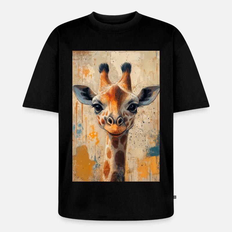 Illustration einer Giraffe - Unisex Premium Oversized Bio T-Shirt - Schwarz