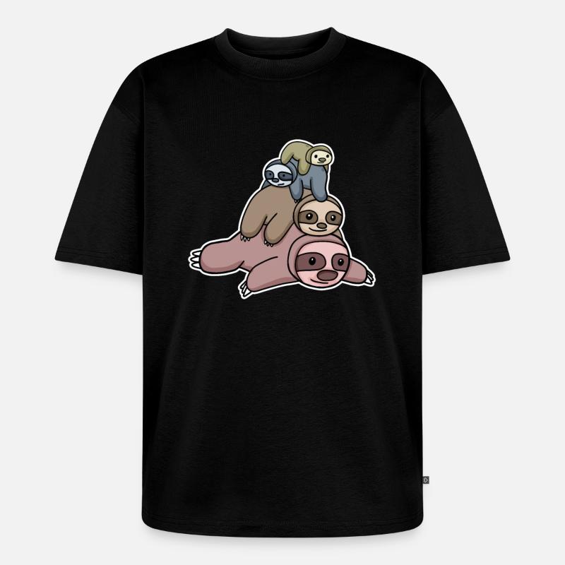 Faultiere - Unisex Premium Oversized Bio T-Shirt - Schwarz
