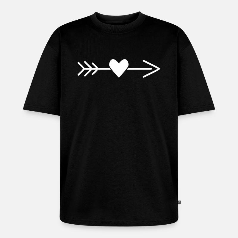 Herz Pfeil - Unisex Premium Oversized Bio T-Shirt - Schwarz