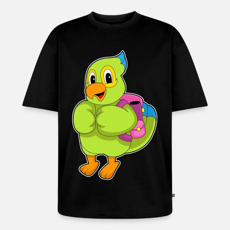 Parrot Student Backpack School - T-shirt Premium bio oversize Unisexe - noir