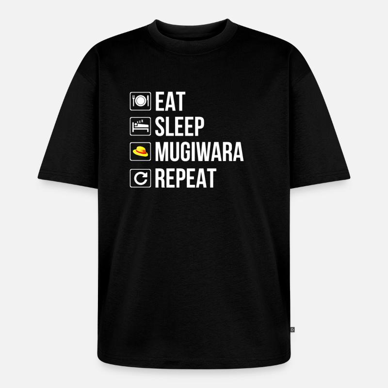 Strohhut Ruffy - Unisex Premium Oversized Bio T-Shirt - Schwarz