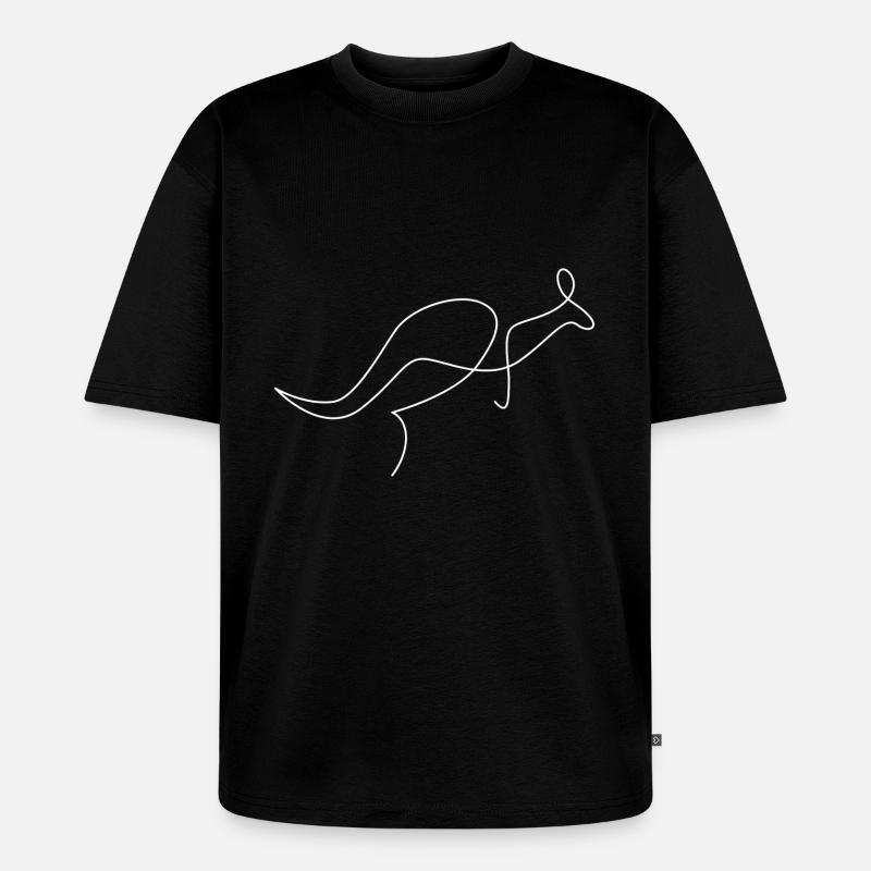 Känguru - Kangaroo Oneline - Unisex Premium Oversized Bio T-Shirt - Schwarz