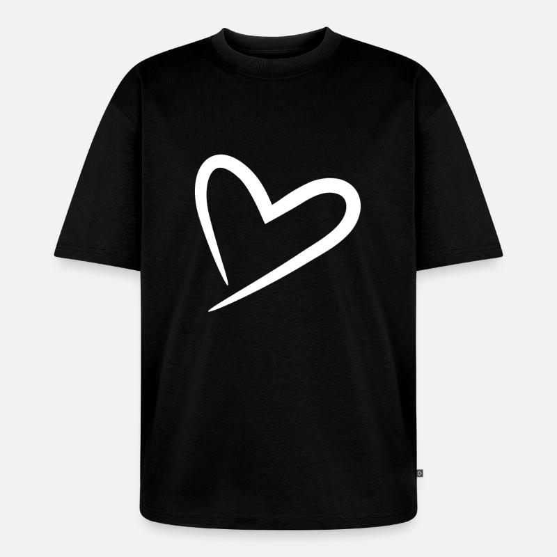 Herz weiß modern - Unisex Premium Oversized Bio T-Shirt - Schwarz