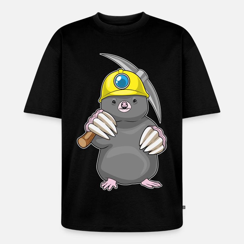 Mole Miner Pickaxe Mining - Unisex Premium Oversized Organic T-Shirt - black