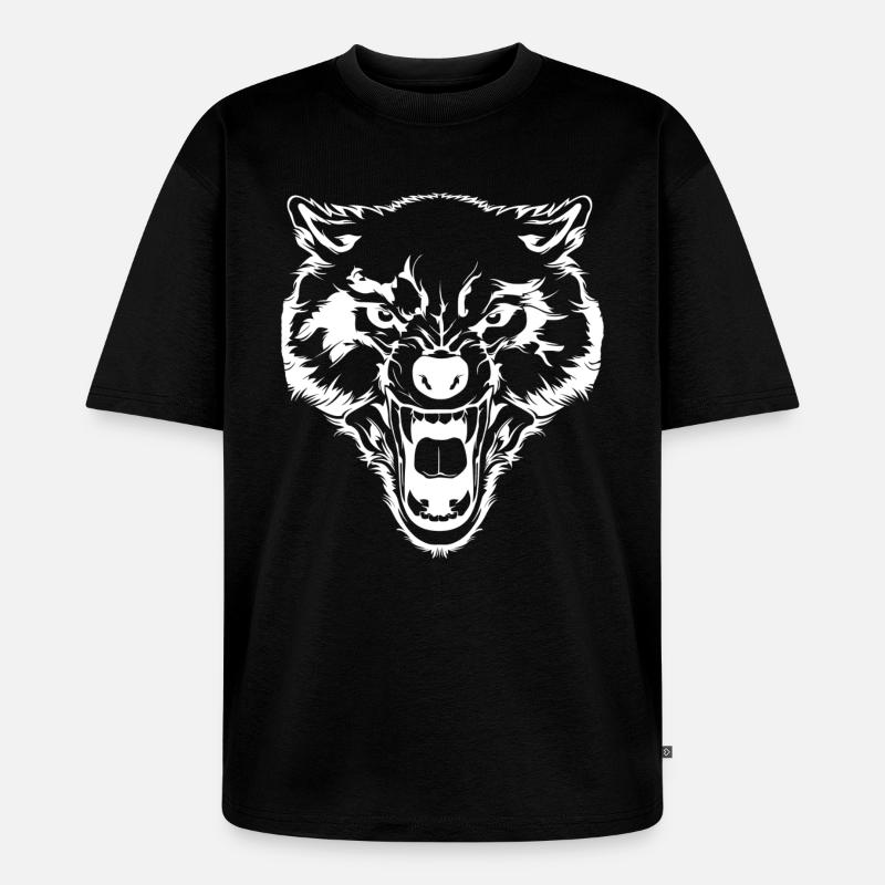 Wolf - Cooler Wolf - Zeichnung - Unisex Premium Oversized Bio T-Shirt - Schwarz