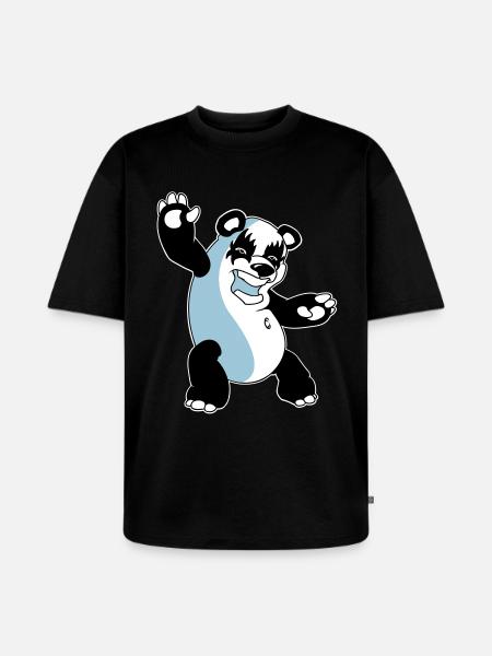 Panda Kiss - Unisex Premium Oversized Bio T-Shirt - Schwarz