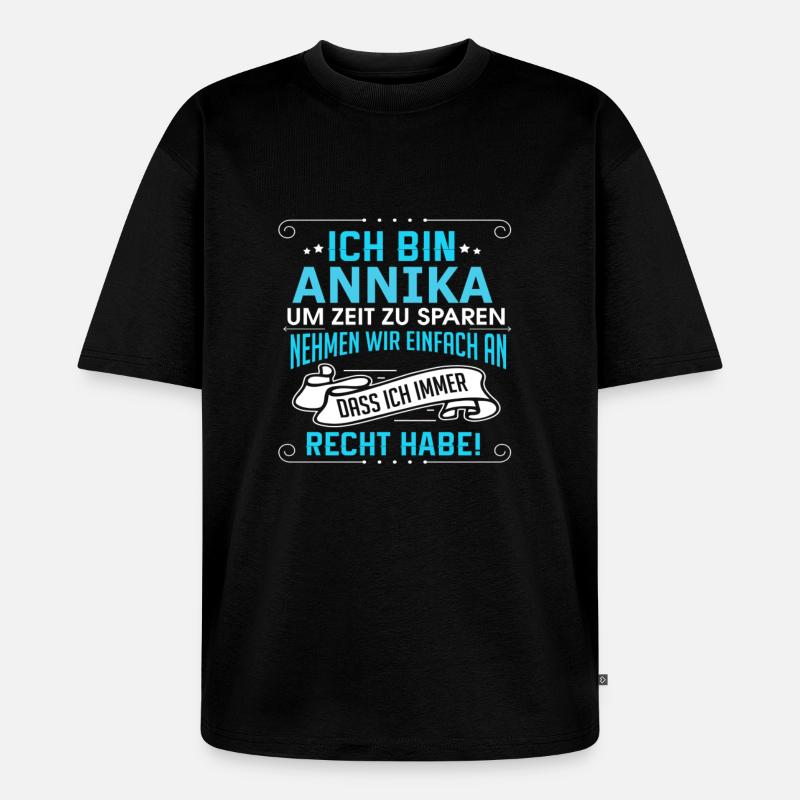 ANNIKA - Unisex Premium Oversized Bio T-Shirt - Schwarz