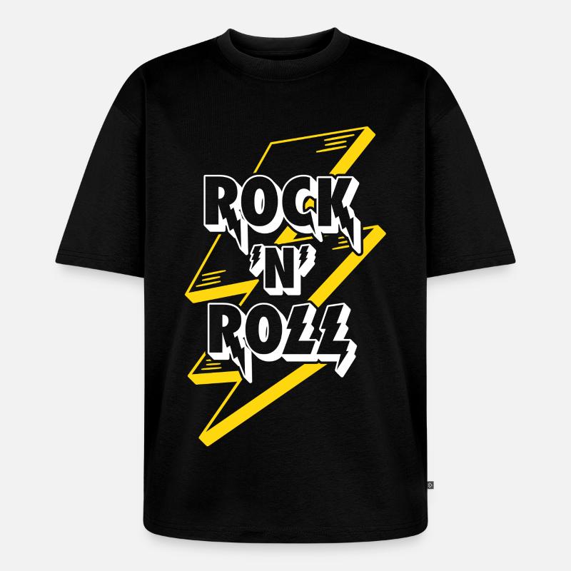 Logo texte rock’n’roll avec éclair - T-shirt Premium bio oversize Unisexe - noir