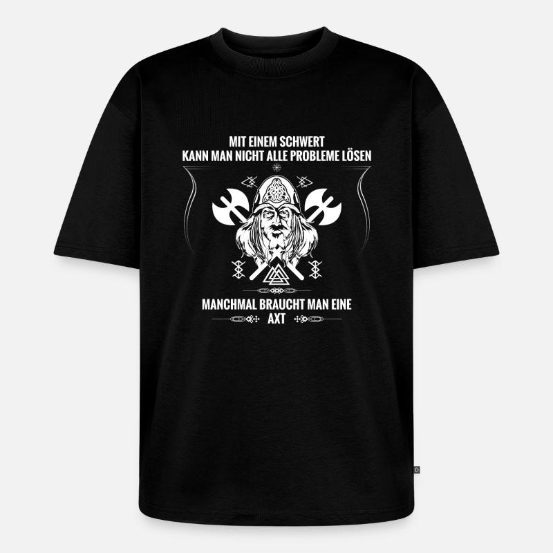 Wikinger Axt - Unisex Premium Oversized Bio T-Shirt - Schwarz