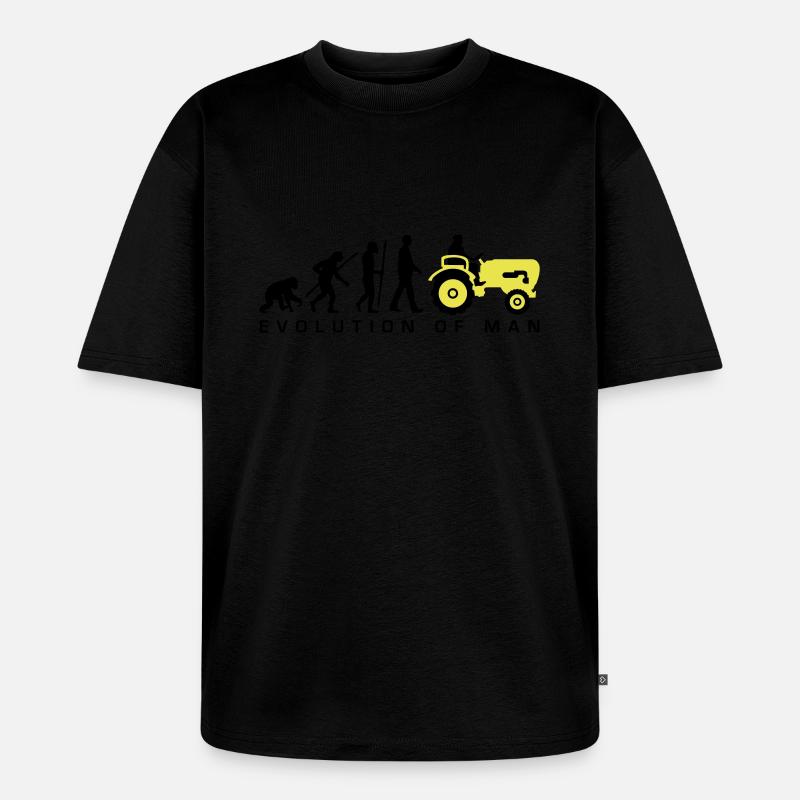 evolution_bauer_mit_traktor_032013_a_2c - Unisex Premium Oversized Organic T-Shirt - black