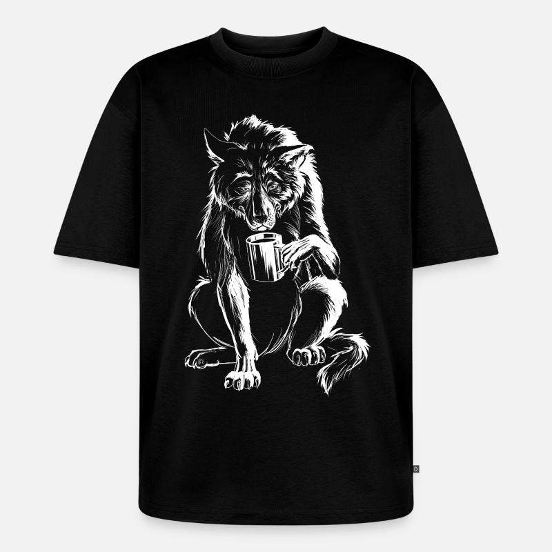 wolf - Unisex Premium Oversized Bio T-Shirt - Schwarz