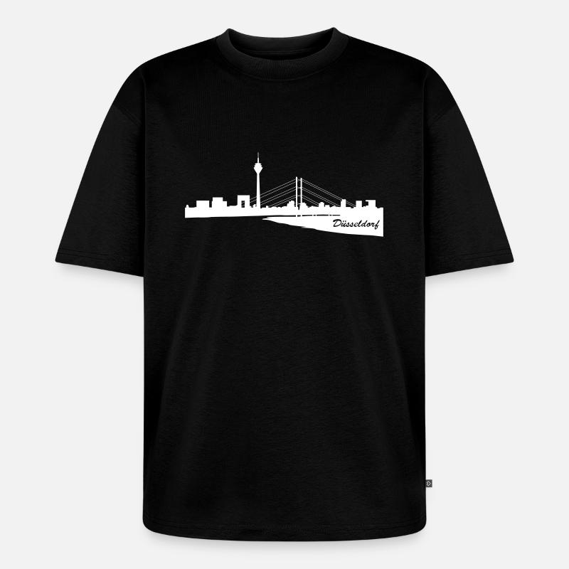 Düsseldorf Skyline 2 - Unisex Premium Oversized Bio T-Shirt - Schwarz