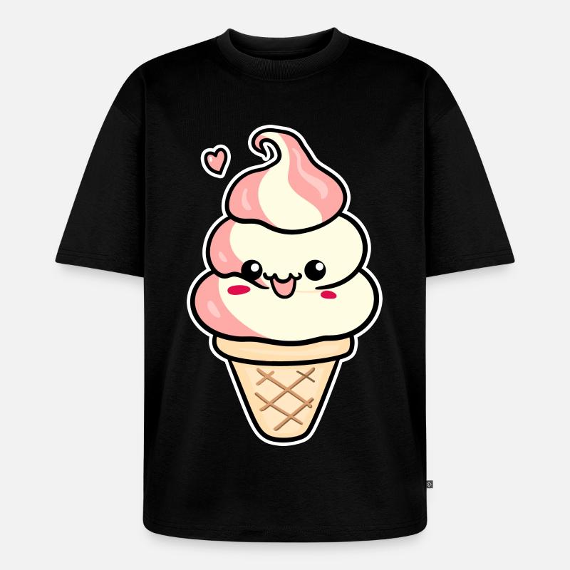Cartoon Eiscreme - Unisex Premium Oversized Bio T-Shirt - Schwarz