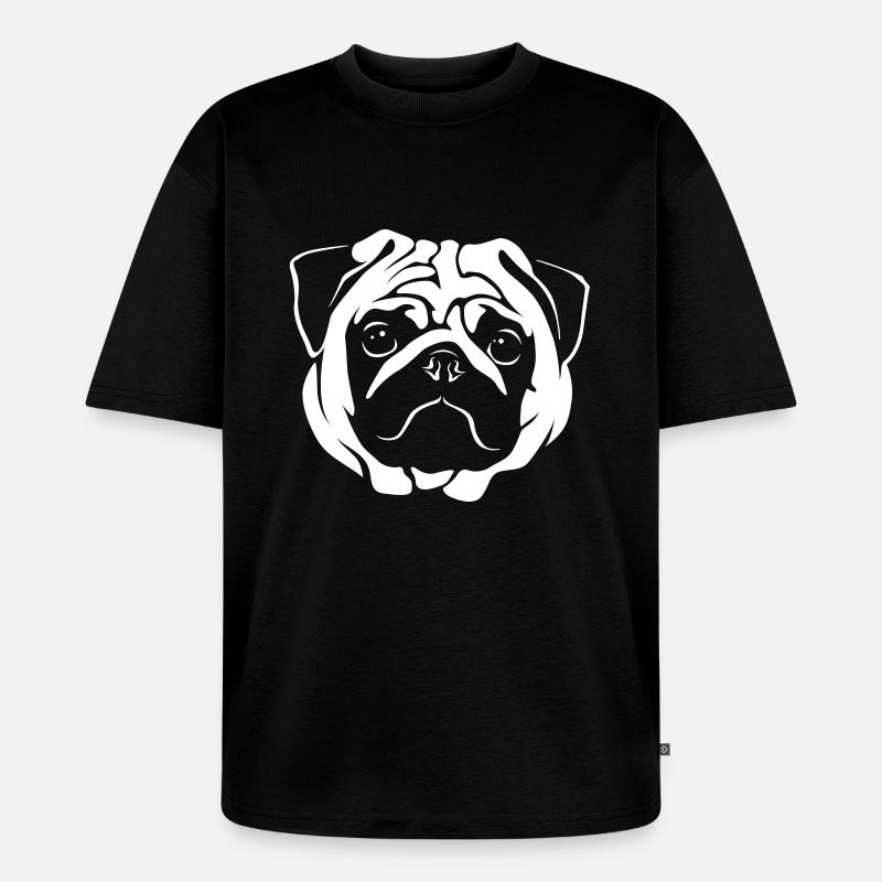 Mops Portrait - Negative Stil - Unisex Premium Oversized Bio T-Shirt - Schwarz