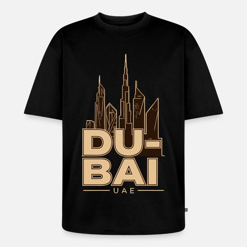 Dubai Skyline UAE Burj Khalifa - Unisex Premium Oversized Bio T-Shirt - Schwarz