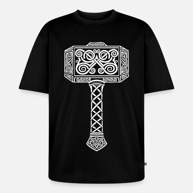 Mjölnir Thors Hammer Wikinger-Maskottchen - Unisex Premium Oversized Bio T-Shirt - Schwarz