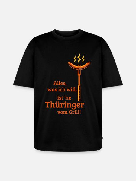 Eine Thüringer vom Grill! (3C) - Unisex Premium Oversized Bio T-Shirt - Schwarz