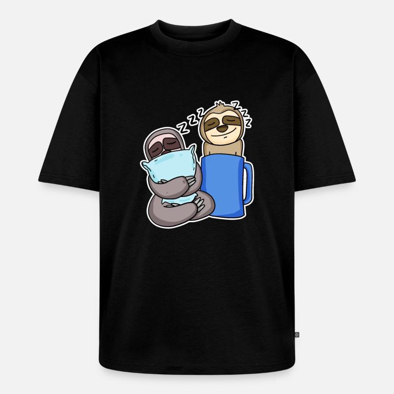 Faultiere - Unisex Premium Oversized Bio T-Shirt - Schwarz