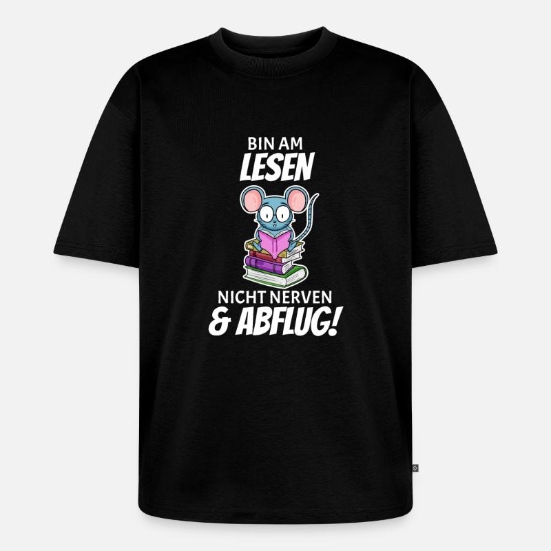 Lesen Buch Bücher Leser Geschenk - Unisex Premium Oversized Bio T-Shirt - Schwarz
