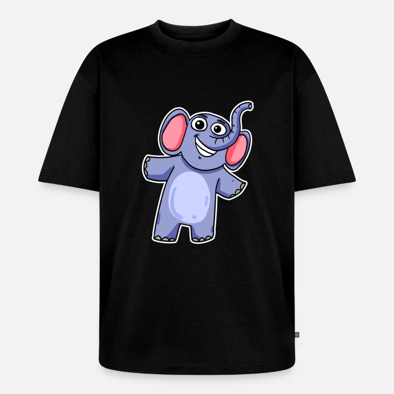 Mignon petit éléphant - T-shirt Premium bio oversize Unisexe - noir