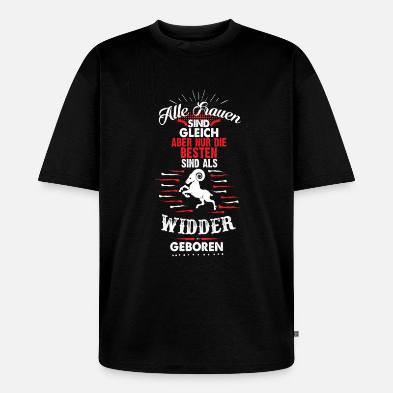 Widder Sternzeichen - Unisex Premium Oversized Bio T-Shirt - Schwarz