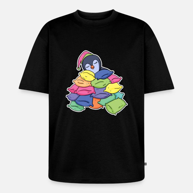 Schlafender Pinguin - Unisex Premium Oversized Bio T-Shirt - Schwarz