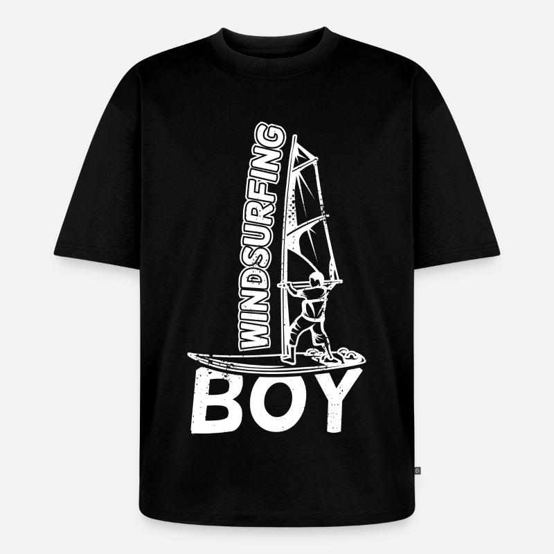 Lustiger Windsurfer Junge - Unisex Premium Oversized Bio T-Shirt - Schwarz
