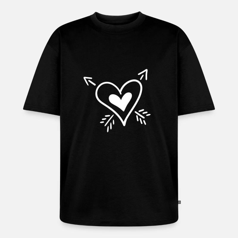 Herz Pfeil - Unisex Premium Oversized Bio T-Shirt - Schwarz