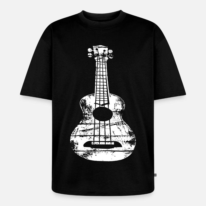 Ukulele Skizze - Unisex Premium Oversized Bio T-Shirt - Schwarz