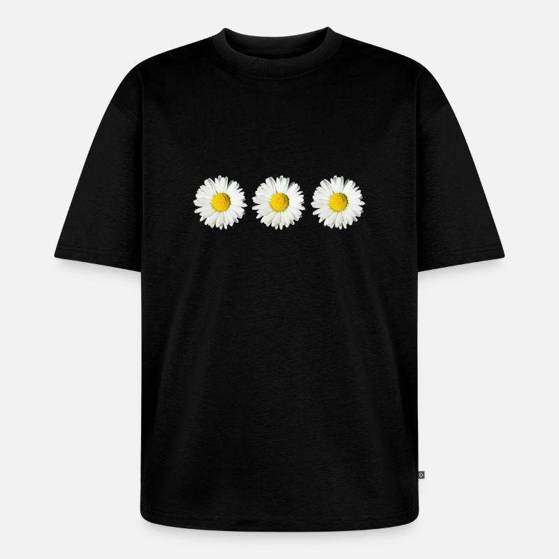 Gänseblümchen (3x) - Unisex Premium Oversized Bio T-Shirt - Schwarz