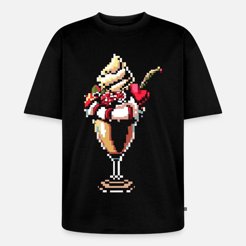 Graphique pixel de coupe glacée - T-shirt Premium bio oversize Unisexe - noir
