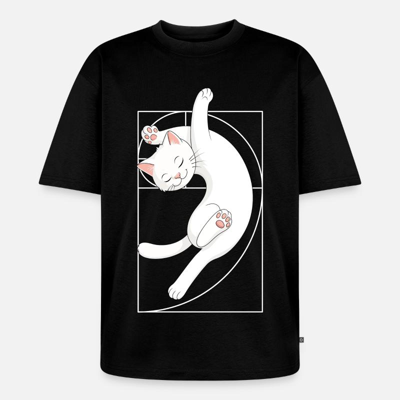 Fibonacci-Spirale Katze - Unisex Premium Oversized Bio T-Shirt - Schwarz