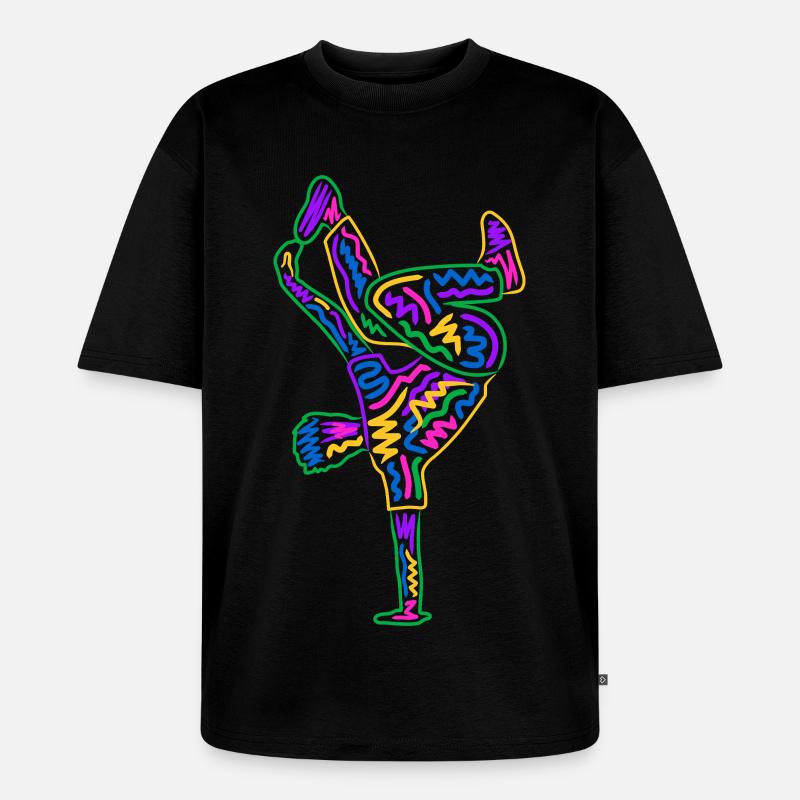 Breakdancing Breakdancer Bunt Jungen Breakdance - Unisex Premium Oversized Bio T-Shirt - Schwarz