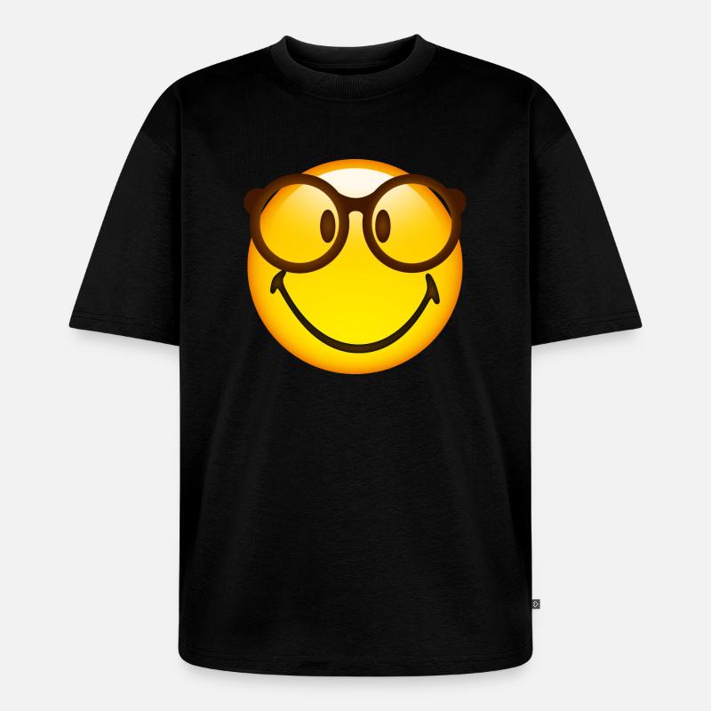 Smiley Glossy Nerd - Unisex Premium Oversized Bio T-Shirt - Schwarz