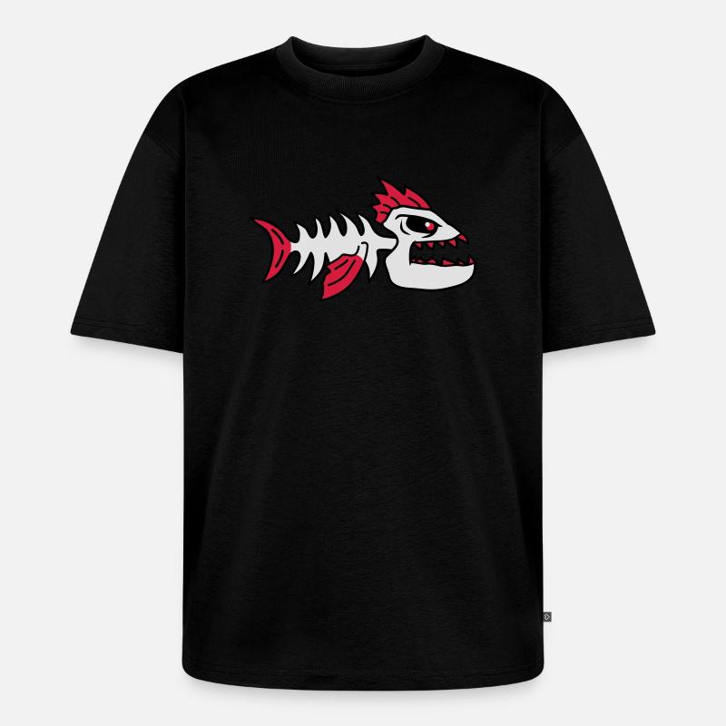 Fish Bone Punk Monster - Unisex Premium Oversized Bio T-Shirt - Schwarz