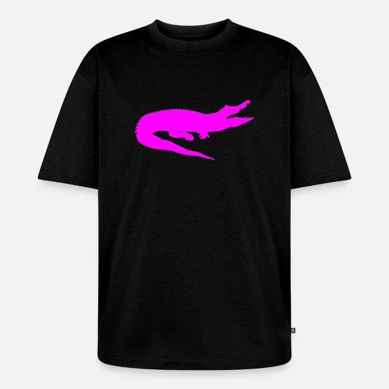 Krokodil (einfarbig) - Unisex Premium Oversized Bio T-Shirt - Schwarz