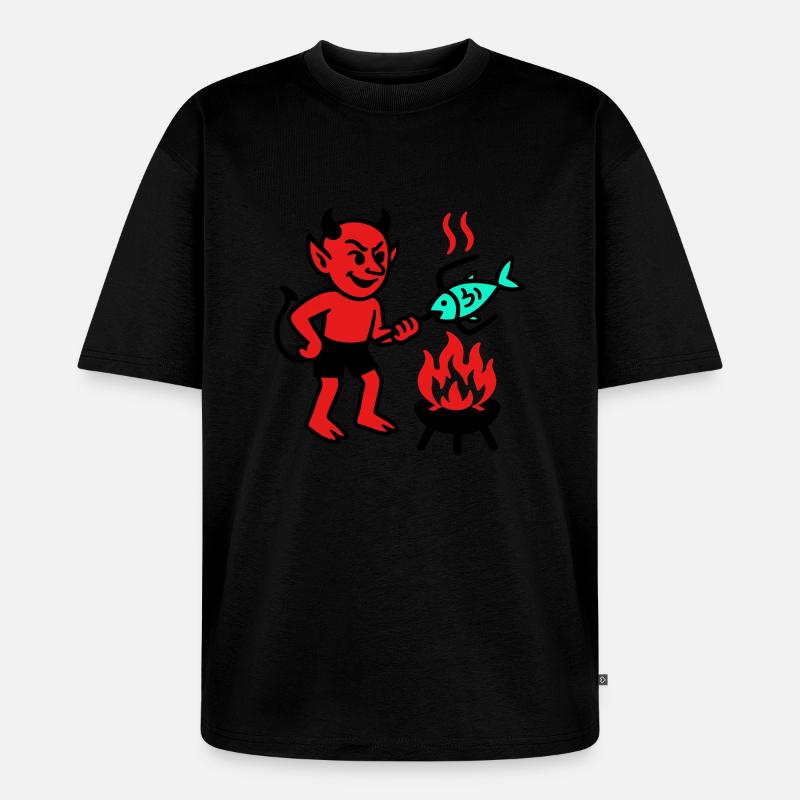 Devil with Fish - Unisex Premium Oversized Bio T-Shirt - Schwarz
