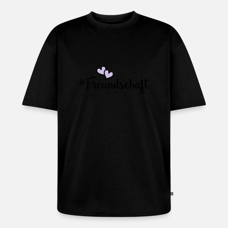 freundschaft herzen - Unisex Premium Oversized Bio T-Shirt - Schwarz