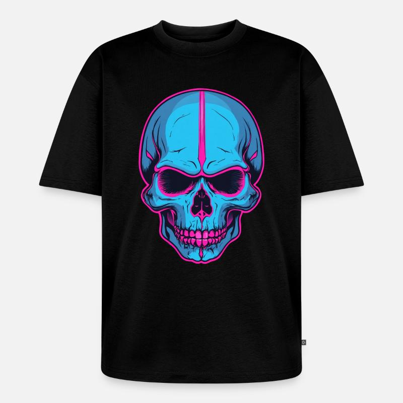 Neon Skull Blaue Schädelflair - Unisex Premium Oversized Bio T-Shirt - Schwarz