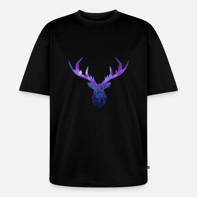 Cerf Low Poly Cosmos - Unisex Premium Oversized Bio T-Shirt - Schwarz