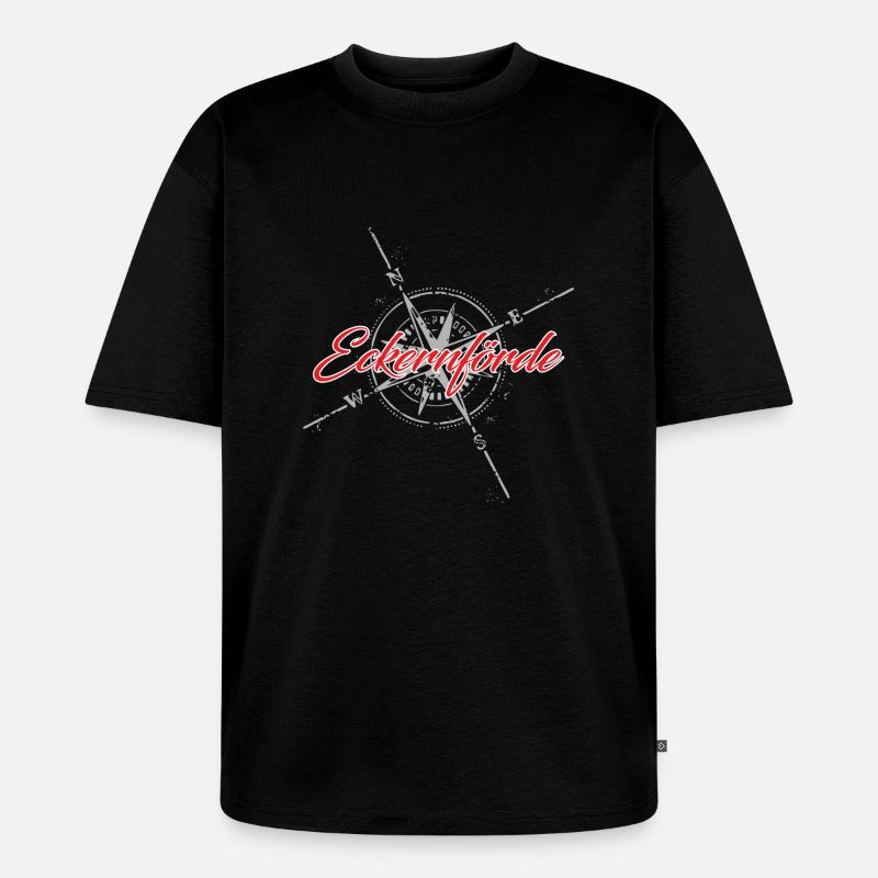 Eckernförde Kompass rot - Unisex Premium Oversized Bio T-Shirt - Schwarz