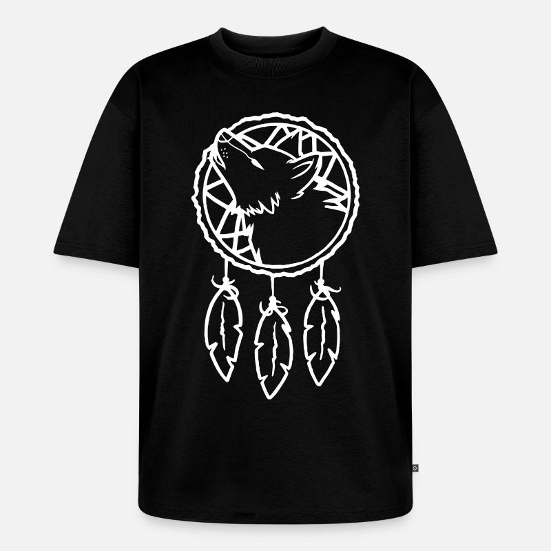 Wolf Dreamcatcher - Unisex Premium Oversized Bio T-Shirt - Schwarz