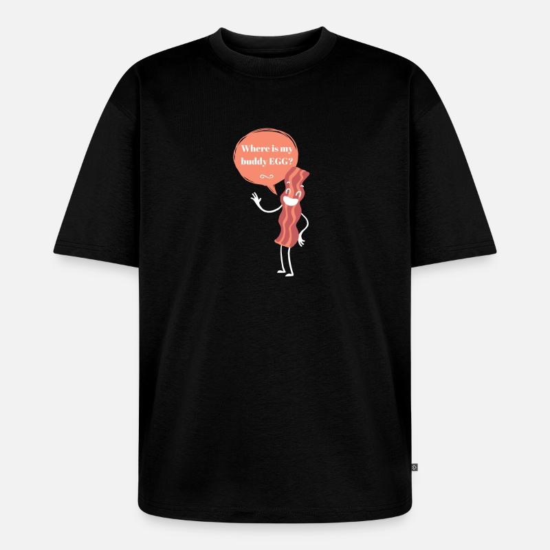 Bacon / EGG / Design / Baconstripes - Unisex Premium Oversized Bio T-Shirt - Schwarz