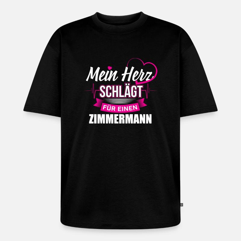 Dachdecker Zimmermann Herz - Unisex Premium Oversized Bio T-Shirt - Schwarz