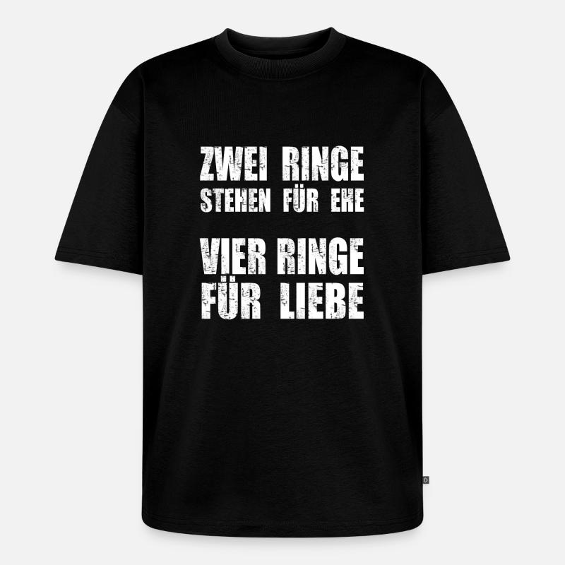 zwei Ringe vier Ringe - Unisex Premium Oversized Bio T-Shirt - Schwarz