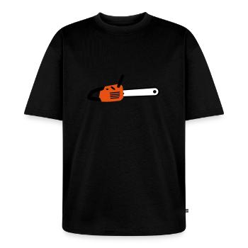 la scie à chaîne - T-shirt Premium bio oversize Unisexe - noir - Devant - Thijin (182cm) & Selfina (174cm)