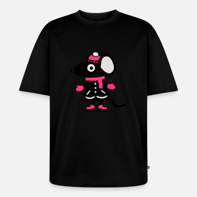 Maus Eiskunstlauf - Schlittschuh - Unisex Premium Oversized Bio T-Shirt - Schwarz