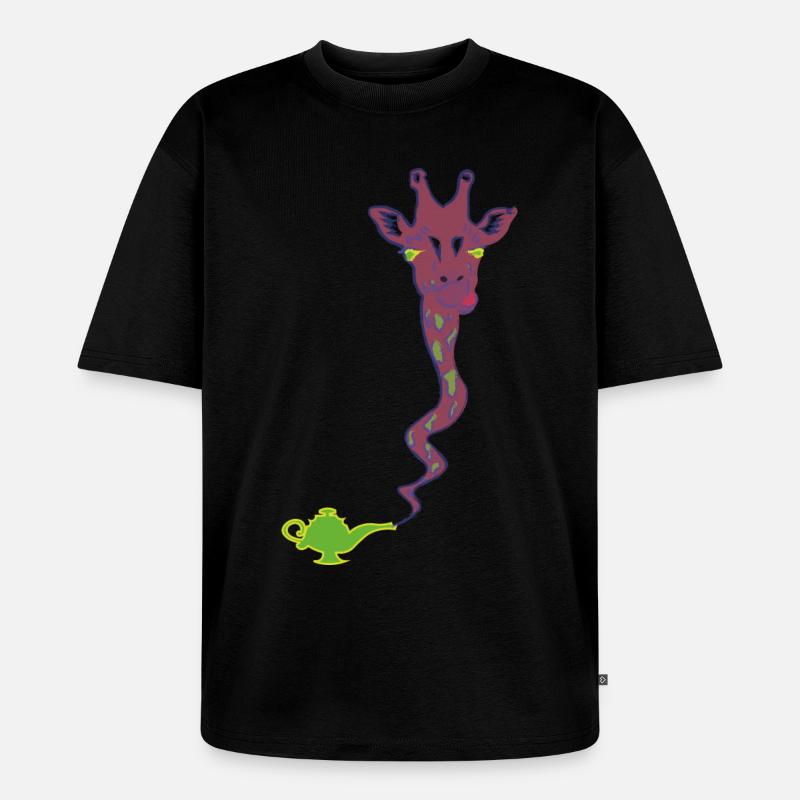 Wunderaffe - Wunderlampe mit Giraffe Geschenk - Unisex Premium Oversized Bio T-Shirt - Schwarz